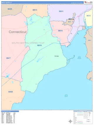 West Haven, CT ColorCast style ZIP Code wall map