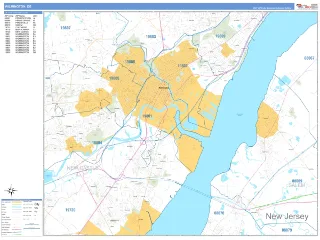 Wilmington, DE Business Reference style ZIP Code wall map
