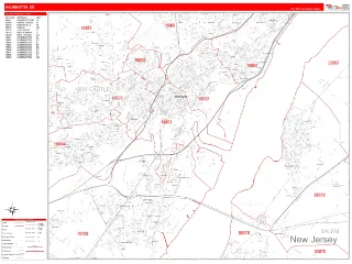 Wilmington, DE RedLine style ZIP Code wall map