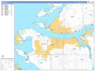 Bradenton, FL Business Reference style ZIP Code wall map