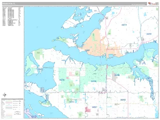 Bradenton, FL Classic style ZIP Code wall map