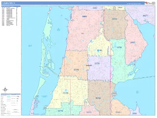 Clearwater, FL ColorCast style ZIP Code wall map