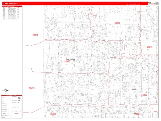 Coral Springs, FL RedLine style ZIP Code wall map