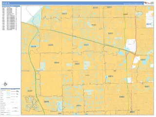 Davie, FL Business Reference style ZIP Code wall map