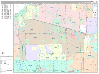 Davie, FL Classic style ZIP Code wall map