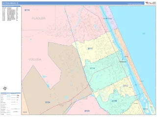 Daytona Beach, FL ColorCast style ZIP Code wall map