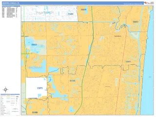 Deerfield Beach, FL Business Reference style ZIP Code wall map