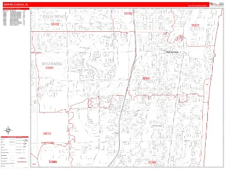 Deerfield Beach, FL RedLine style ZIP Code wall map