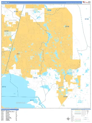 Deltona, FL Business Reference style ZIP Code wall map