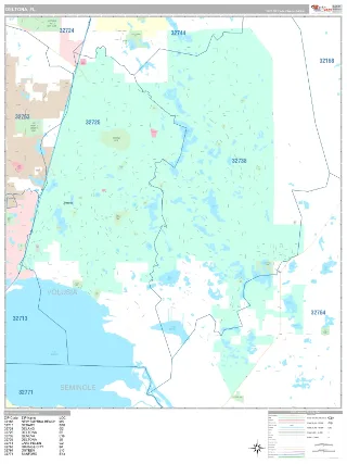 Deltona, FL Classic style ZIP Code wall map