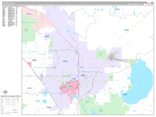 Gainesville, FL Classic style ZIP Code wall map