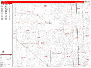 Hialeah, FL RedLine style ZIP Code wall map