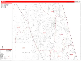 Jupiter, FL RedLine style ZIP Code wall map