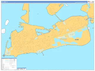 Key West, FL Business Reference style ZIP Code wall map