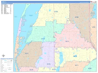 Largo, FL ColorCast style ZIP Code wall map