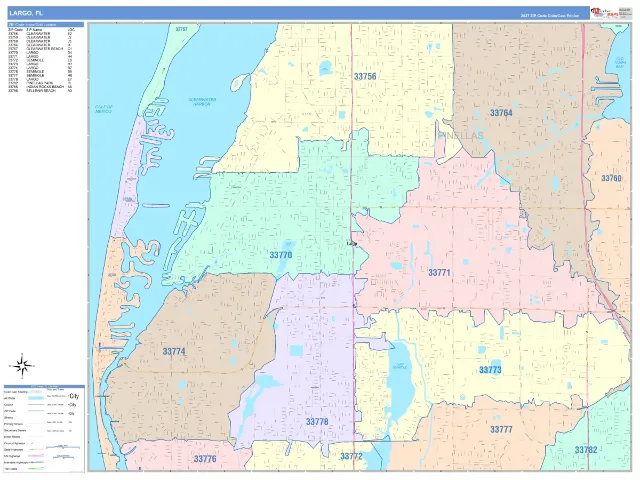 Largo, FL ZIP Code Wall Map, ColorCast style