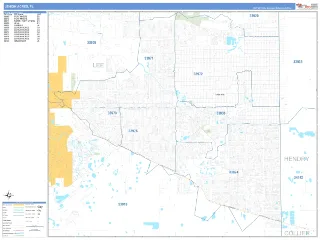 Lehigh Acres, FL Business Reference style ZIP Code wall map