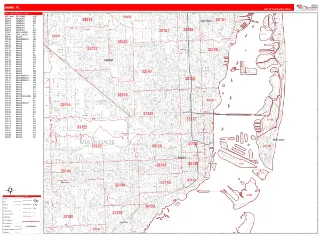Miami, FL RedLine style ZIP Code wall map