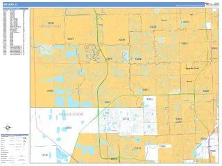 Miramar, FL Business Reference style ZIP Code wall map