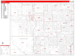 Miramar, FL RedLine style ZIP Code wall map