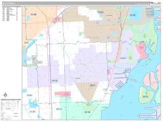 North Miami, FL Classic style ZIP Code wall map