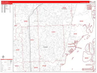 North Miami, FL RedLine style ZIP Code wall map