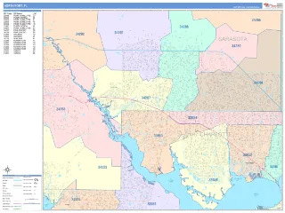 North Port, FL ColorCast style ZIP Code wall map