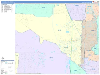 Palm Beach Gardens, FL ColorCast style ZIP Code wall map