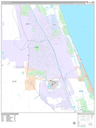 Palm Coast, FL Classic style ZIP Code wall map