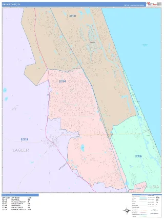 Palm Coast, FL ColorCast style ZIP Code wall map