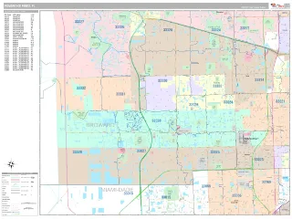 Pembroke Pines, FL Classic style ZIP Code wall map
