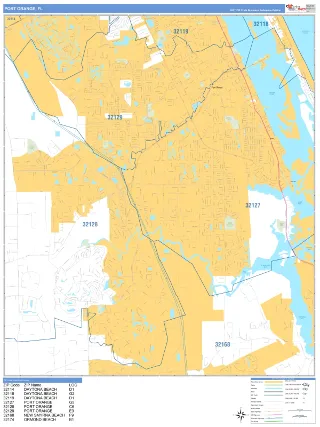 Port Orange, FL Business Reference style ZIP Code wall map