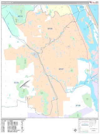 Port Orange, FL Classic style ZIP Code wall map