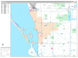 Sarasota, FL Classic style ZIP Code wall map
