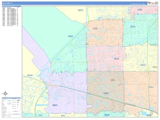 Sunrise, FL ColorCast style ZIP Code wall map