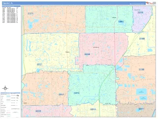 Tamarac, FL ColorCast style ZIP Code wall map