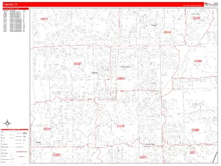 Tamarac, FL RedLine style ZIP Code wall map