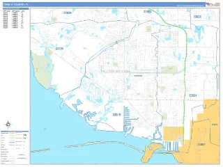 Town 'n' Country, FL Business Reference style ZIP Code wall map