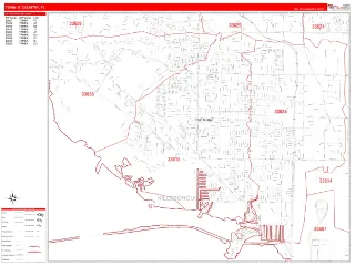 Town 'n' Country, FL RedLine style ZIP Code wall map