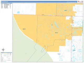 Wellington, FL Business Reference style ZIP Code wall map