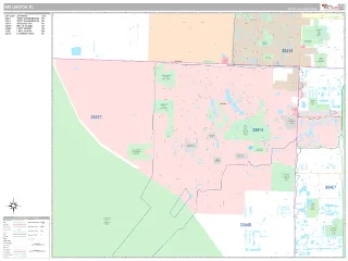 Wellington, FL Classic style ZIP Code wall map