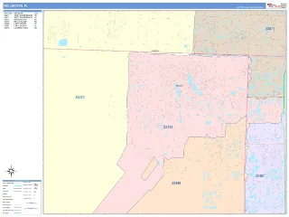 Wellington, FL ColorCast style ZIP Code wall map