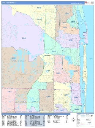 West Palm Beach, FL ColorCast style ZIP Code wall map