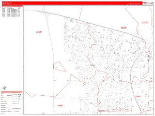 Weston, FL RedLine style ZIP Code wall map
