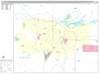 Albany, GA Classic style ZIP Code wall map