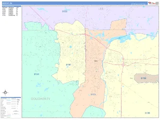 Albany, GA ColorCast style ZIP Code wall map