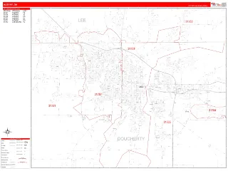 Albany, GA RedLine style ZIP Code wall map