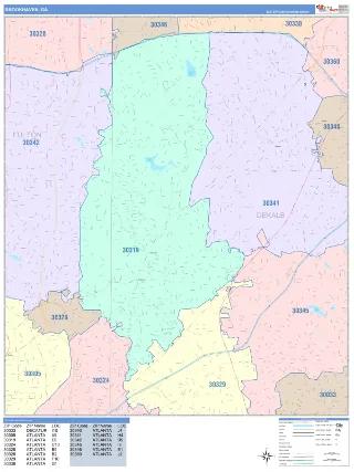 Brookhaven, GA ColorCast style ZIP Code wall map