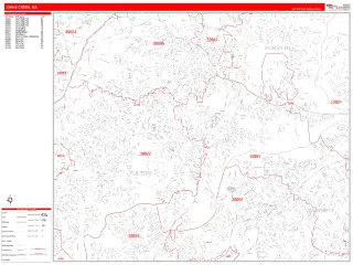 Johns Creek, GA RedLine style ZIP Code wall map