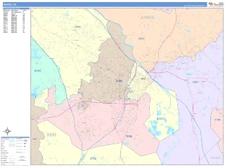 Macon, GA ColorCast style ZIP Code wall map